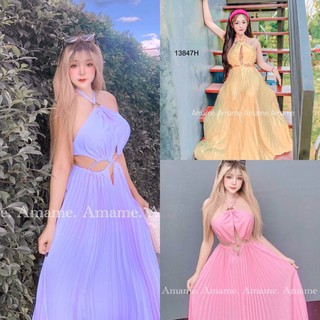 Maxi Dress แม็กซี่เดรสสายเดี่ยวเว้าเอว