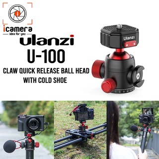 Ulanzi U-100 Claw Quick Release Ball Head With Cold Shoe หัวบอลอลูมิเนียม มีช่องสำหรับต่ออุปกรณ์เสริมได้