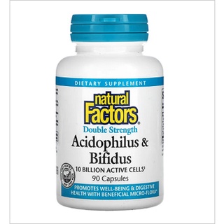 Natural Factors, Acidophilus &amp; Bifidus, Double Strength, 10 Billion Active Cells