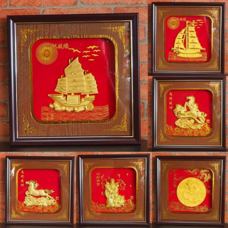 กรอบรูป ป้าย ภาพ กรอบรูปมงคล ภาพมงคลจีน 25×25 cm ราคาถูกพร้อมส่ง