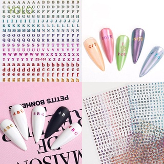 YOLO 1Pcs DIY Nail Art Decorations Ultra thin Nail Decal 26 Alphabets Nails Sticker 3D Back Glue Waterproof Creative Colorful Adhesive Decal Polish Letter Nail