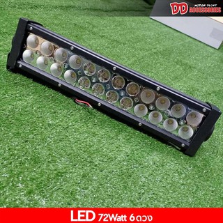 สว่างตาแตก!!! ตัดหมอก สปอร์ไลท์ LED 72w 12-24v ทรงเหลี่ยม 24จุด LED 2 แถว