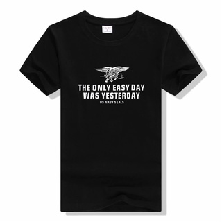 [S-5XL] ใหม่ เสื้อยืดแขนสั้น ผ้าฝ้าย 100% พิมพ์ลาย The Only Day Was Yesterday สีกรมท่า สําหรับผู้ชาย