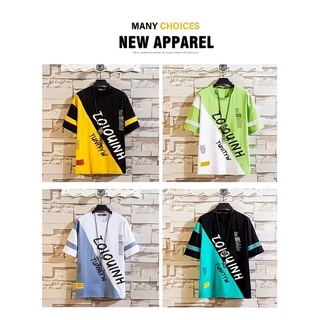 Mao shop เสื้อยืดแฟชั่นแขนสั้นคอกลม 2 Tone สกรีนลายตัวหนังสือ [มี 4 สีให้เลือก]