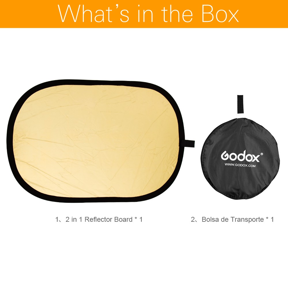 Godox 2 in 1 แผ่นสะท้อนแสง 90x120 ซม. แบบพกพา พับได้ สําหรับถ่ายภาพ #7