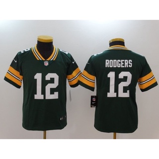 เสื้อกีฬาแขนสั้น ลายทีม Nfl jersey green bay packers สีเขียว สําหรับเด็ก