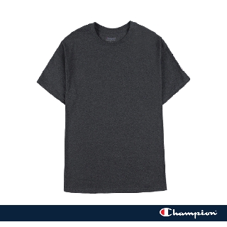 Champion ของแท้ Unisex เสื้อยืดคอกลม แขนสั้น สีเทาเข้ม T425