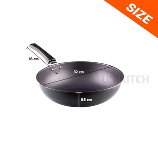 unikitch กระทะเทฟล่อน กระทะ Non Stick ไม่ติดกระทะ กระทะก้นลึก ขนาด 32 cm ใช้ได้กับเตาทุกประเภท