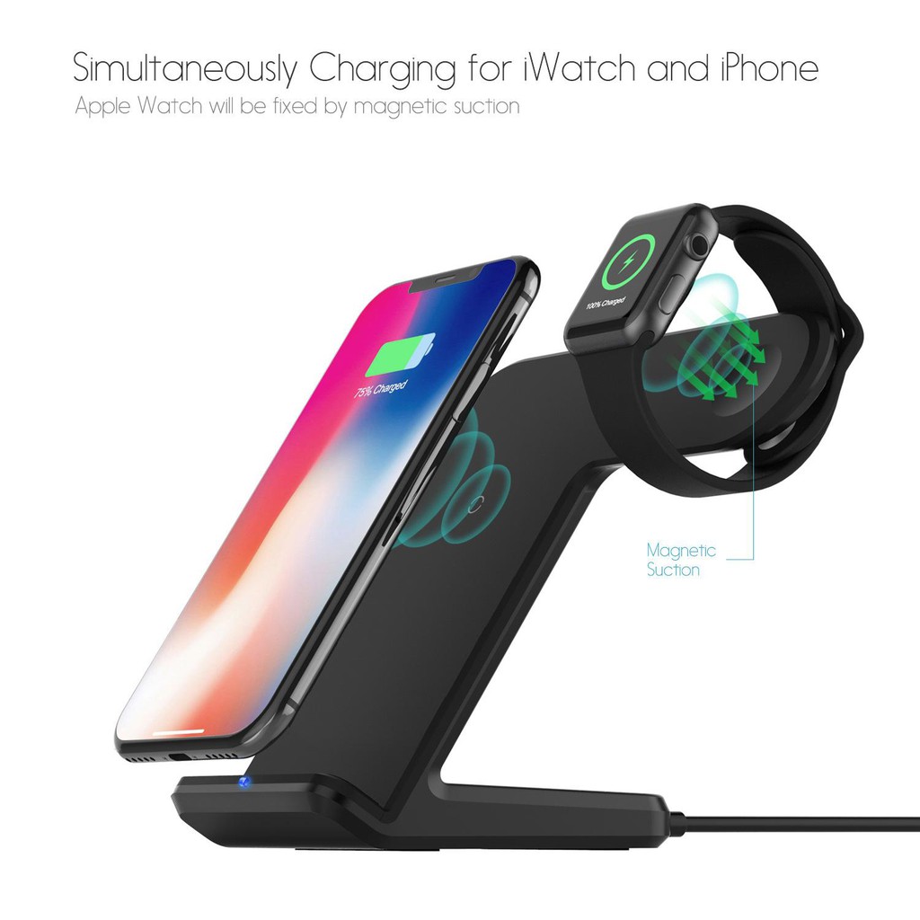 แท่นชาร์จไร้สาย 2in1 สําหรับ Iphone AppleWatch และ Android - เฟอร์นิเจอร์ของรอยัล