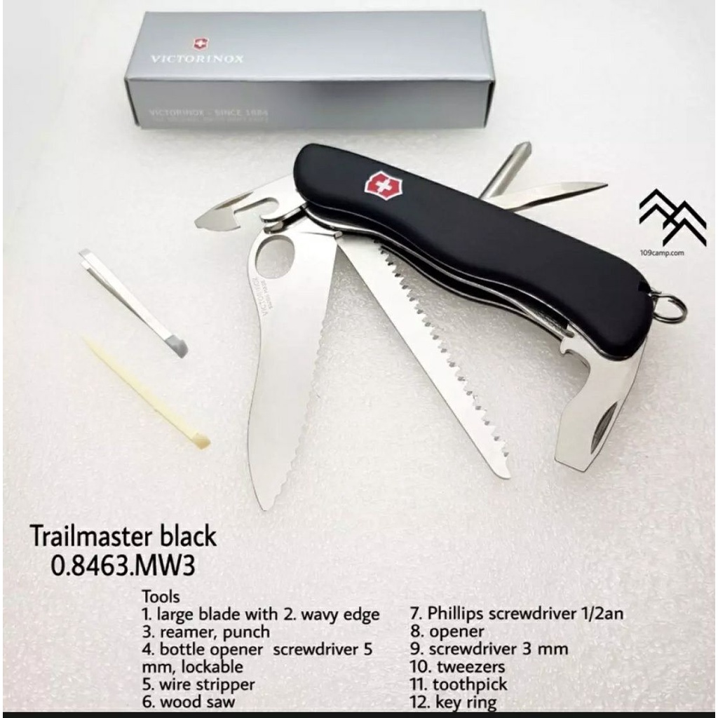 มีด VICTORINOX TRALMASTER one hand black มีดรุ่นที่เปิดมือเดียวได้ เป็นรุ่นที่ผลิตให้ทหารสวิส