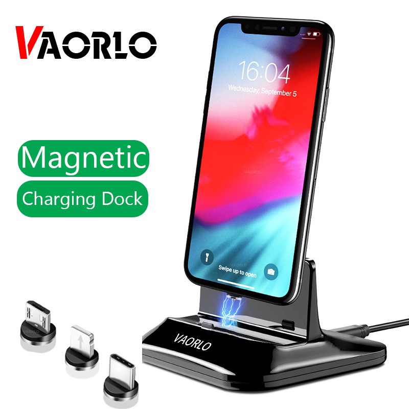 Vaorlo ที่ชาร์จโทรศัพท์แบบแม่เหล็กแท่นชาร์จแท่นชาร์จแท่นชาร์จ Android Type-C Micro Stand Holder แท่นชาร์จ