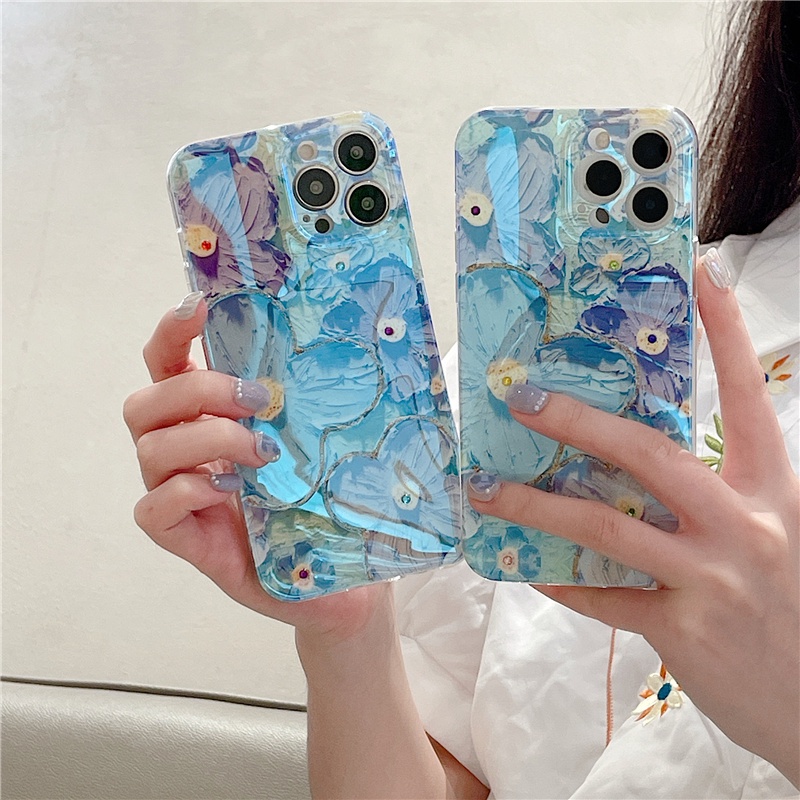 In Stock เคสโทรศัพท์ Fashion Casing VIVO V25 Pro V25e Y35 Y22 Y22s Y16 4G 5G 2022 New Girl Style Blu-ray Rhinestones Creative Painting Romantic Purple Flower Handphone Case Silicone Soft Cover เคส #8