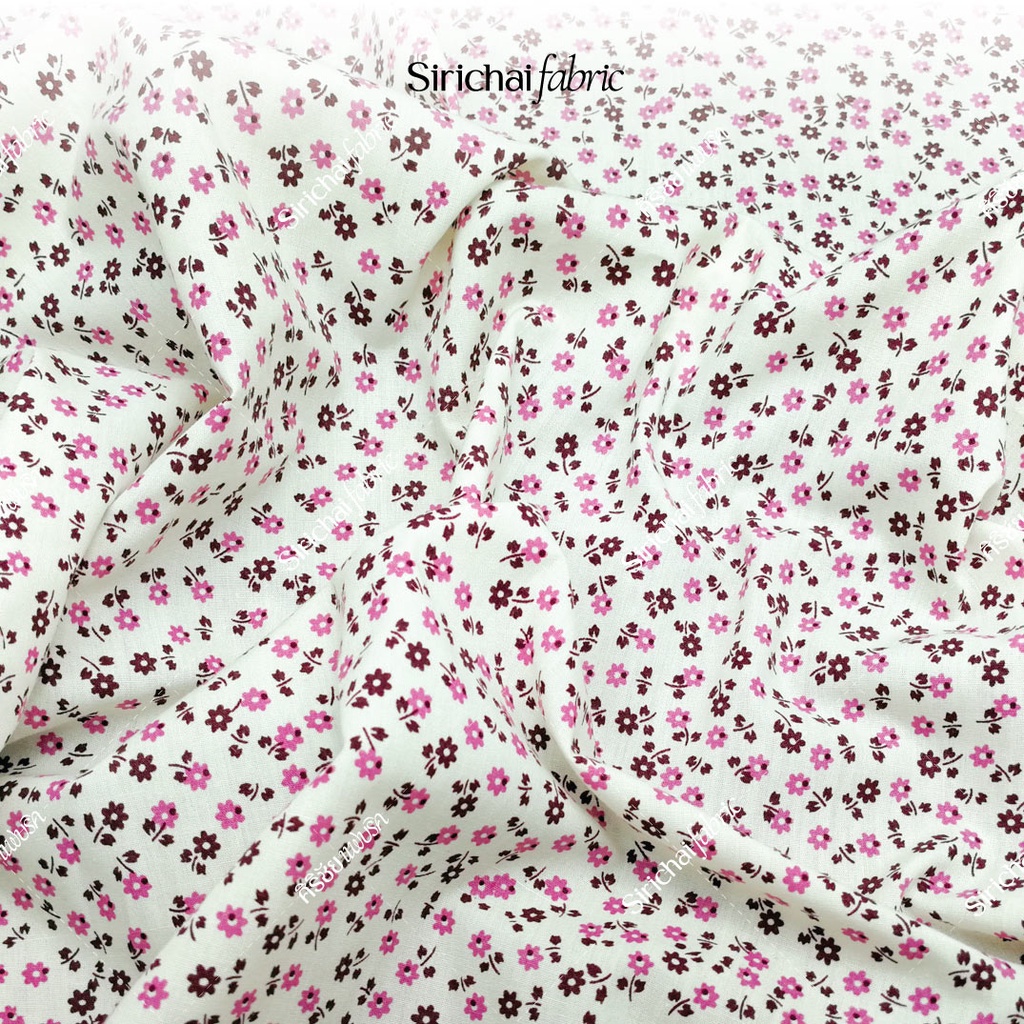 ผ้าคอตต้อนทีซี Cotton TC ลายดอกซ่อนกลิ่น พื้นออฟไวท์ หน้ากว้าง 45 นิ้ว ผ้าเมตร ผ้าหลา - รูปที่ 2