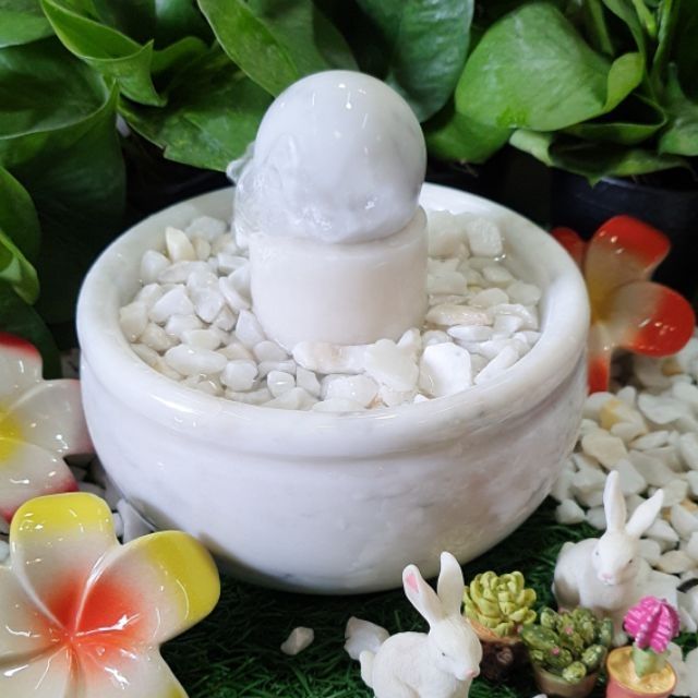 หินหมุนเสริมฮวงจุ้ย( ขนาดกะทัดรัด อ่าง15cm ลูกหินหมุน4cm)