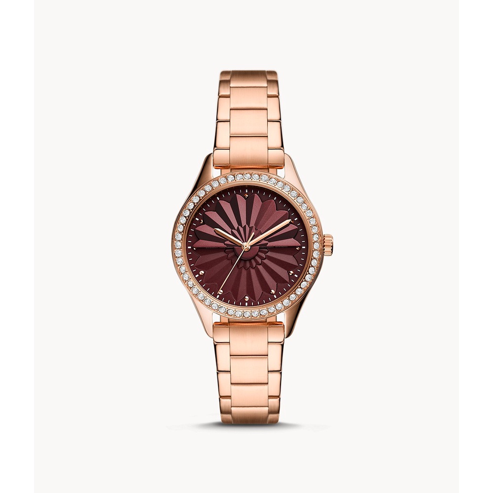 ✨สด-ผ่อน✨ #Fossil BQ3768 Rye Three-Hand Rose Gold-Tone Stainless Steel Watch นาฬิกาข้อมือผู้หญิง