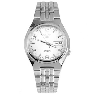 SEIKO 5 Automatic นาฬิกาข้อมือผู้ชาย สีเงิน/สีขาว สายสแตนเลส รุ่น SNKL59K1