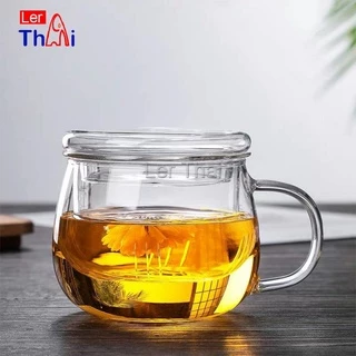 LerThai แก้วชงชา พร้อมถ้วยกรองกากชาและฝากปิดในตัว สวยหรูดูแพง Glass teapot