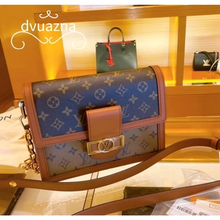 LOUIS VUITTON/LV Dauphine MM old flower chain shoulder messenger bag . ของแท้