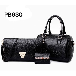 PB630 กระเป๋าเซตหลายใบ ใบใหญ่ทรงหมอนบุหลายกุหลาบ