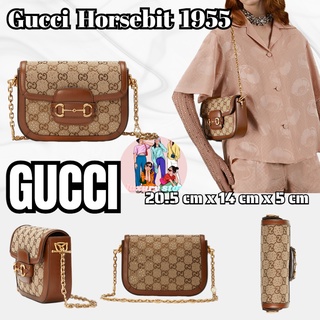 แพ็คเกจ GUCCI GG Horsebit 1955 Series GG Mini Handbags/กระเป๋าสตรี/กระเป๋าสะพายข้าง/กระเป๋าสะพายไหล่/รูปแบบล่าสุ