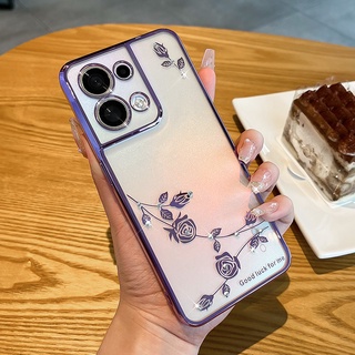 เคสโทรศัพท์ กันกระแทก Reno 8 Pro Reno 7 Pro 6 Pro 5 Pro Moon Flower น้ําหนักเบา ชุบใส พลอยเทียม เลนส์รวมทุกอย่าง เคสป้องกัน