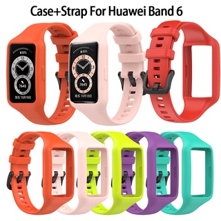 เคส huawei band 6 สาย เคสนาฬิกาข้อมือ พร้อมสายนาฬิกาข้อมือ ซิลิโคน สีแคนดี้ สําหรับ huawei band 6 6 pro smart band