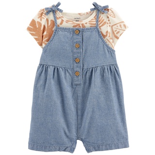 Carters Short Overalls+T Shirt 2Pc Bluel8 คาร์เตอร์เสื้อผ้าชุดเซทเอี๊ยมผ้าพร้อมเสื้อ