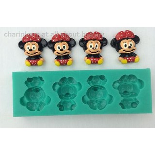 พิมพ์ซิลิโคน ลายรูปมิกกี้/มินนี่สีแดง 5pcs. (bake tool cookie cutter)