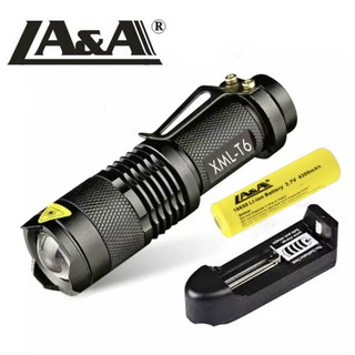 LA&amp;A-ไฟฉาย ไฟฉายให้ความสว่าง ปรับซูมได้รุ่นT6-8404 ขนาด12x2.8x2.8แสงสีขาวRechargeable Flashligh