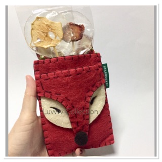 New Starbucks Taiwan Christmas FOX Cell Phone ID Case Bag Purse w/ Lollipop...