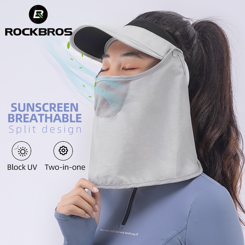ROCKBROS Sunhat ผ้าเรยอน คลุมศีรษะ แบบเต็มหน้า ใส่สบาย 360° ฝาครอบหัวตกปลา ป้องกันรังสียูวี สามารถปรับได้ สําหรับเดินป่า ตกปลากลางแจ้ง