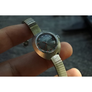นาฬิกา Vintage มือสองญี่ปุ่น CITIZEN CUTIE 21JระบบAUTOMATIC ผู้หญิง ทรงกลม UFO กรอบเงิน หน้าเทา หน้าปัด 24mm
