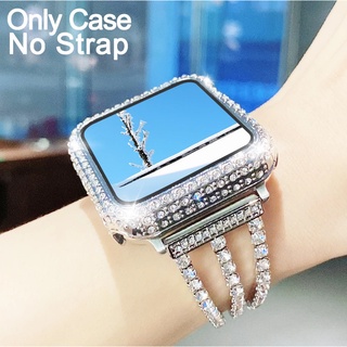 เคส Apple Watch Case Bling Diamond iWatch Tempered Glass Full Covered Protective  For Apple Watch 6 5 4 3 2, Apple Watch se Size 38mm 40mm 42mm 44mm