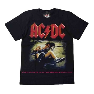 เสื้อยืดผ้าฝ้าย เสื้อวง AC/DC rock tshirt เสื้อวงร็อค AC/DC