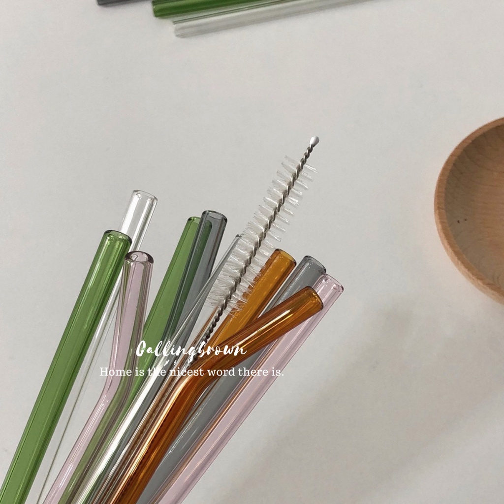 ☄️ขั้นต่ำ 2 ชิ้น☄️ Callingbrown [🍯พร้อมส่ง🍯] Home cafe หลอด หลอดดูดน้ำ หลอดแก้ว หลอดใส