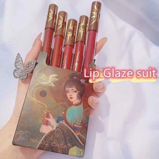 Lip Star ลิปกลอส 1 ชิ้น นู้ด เวลเวท ลิปกลอส กำมะหยี่กันน้ำและให้ความชุ่มชื้นยาวนาน ลิปสติกแต่งหน้า ลิปกลอส atomized