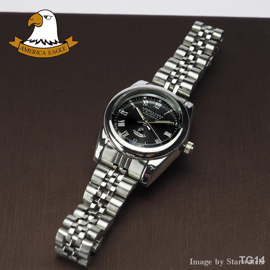 ❅❂✑AMERICA EAGLE นาฬิกาข้อมือผู้หญิง สายสแตนเลส รุ่น AE015L – SILVER/BLACK