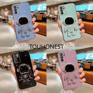 เคส Oppo A57 A16E เคส Oppo A16K A16 เคส Oppo A16S เคส Oppo A54S A36 เคส Oppo A76 A96 เคส Oppo F9 Pro เคส Oppo F5 Plus เคส Oppo F5 Youth F7 เคสโทรศัพท์มือถือ ซิลิโคน ลายนักบินอวกาศ 3D น่ารัก หรูหรา พร้อมขาตั้ง สําหรับ