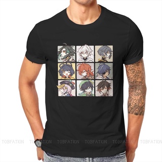 🌞Genshin Impact Game Characters Chibi Assemble T Shirt Classic Fashion Summer Large Cotton Mens Clothing O-Nec