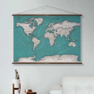 ภาพแขวนผนังแผนที่โลกวินเทจ: วิวิดกรีน Vintage World Map: Vivid Green