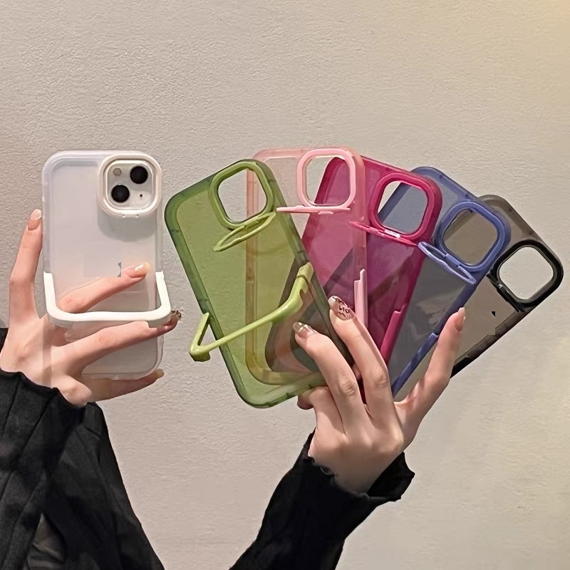 เคสโทรศัพท์มือถือแบบนิ่ม ใส พร้อมที่ตั้งวางคู่ สําหรับ Iphone 12 pro max 11 pro max xs max xr x 13proamx plus