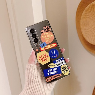 เคสโทรศัพท์มือถือ ลายหน้ายิ้ม พร้อมจี้ สําหรับ Samsung Z Fold4 Z Fold3