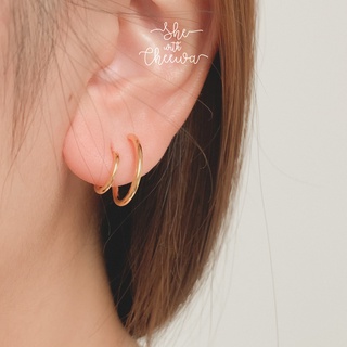 She with Cheewa | silver925 | rolling on earring ต่างหูเงินแท้ มินิมอล เหมือนเจาะหู 2 รู