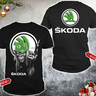 เสื้อยืดผ้าฝ้ายพิมพ์ลาย เสื้อเชิ้ต Skoda Skull Mans Us ไซซ์ S ถึง