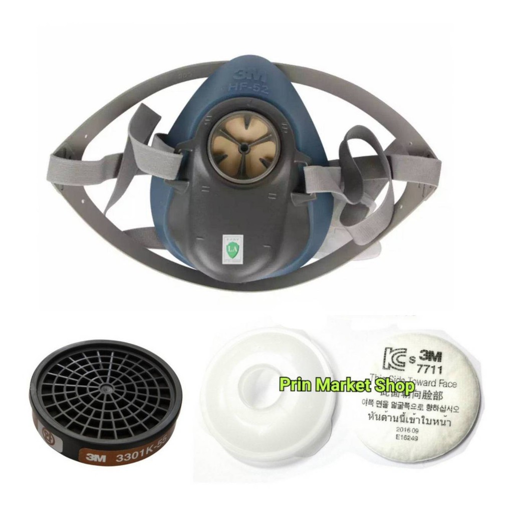 3m ชุดป้องกัน สารเเคมี กรองฝุ่นละออง HF-52 Medium+ 3301-55k + แผ่นกรอง 7711 + ฝาครอบไส้กรอง