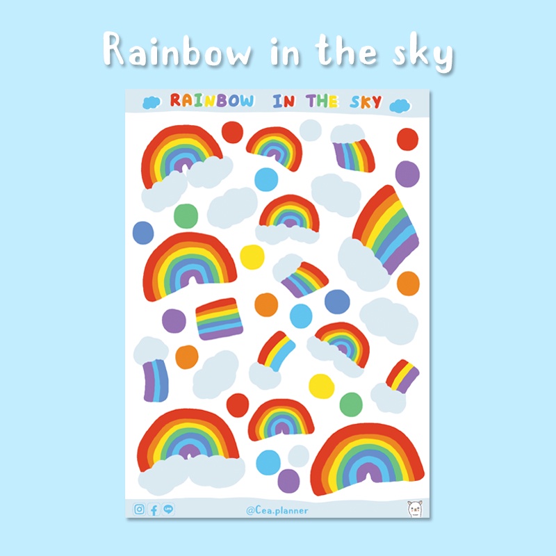 Cea | sticker | Rainbow in the sky สายรุ้ง สติกเกอร์ไดคัท กันน้ำ A6