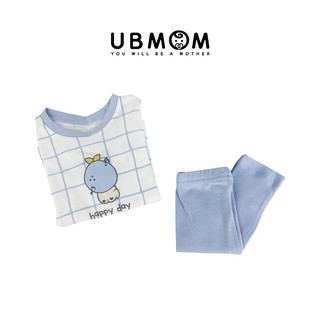 UBMOM ชุดนอน เด็ก สีฟ้า สุดน่ารัก ตรายูบีมัม พรีเมียมจากเกาหลี SIZE S-M-L