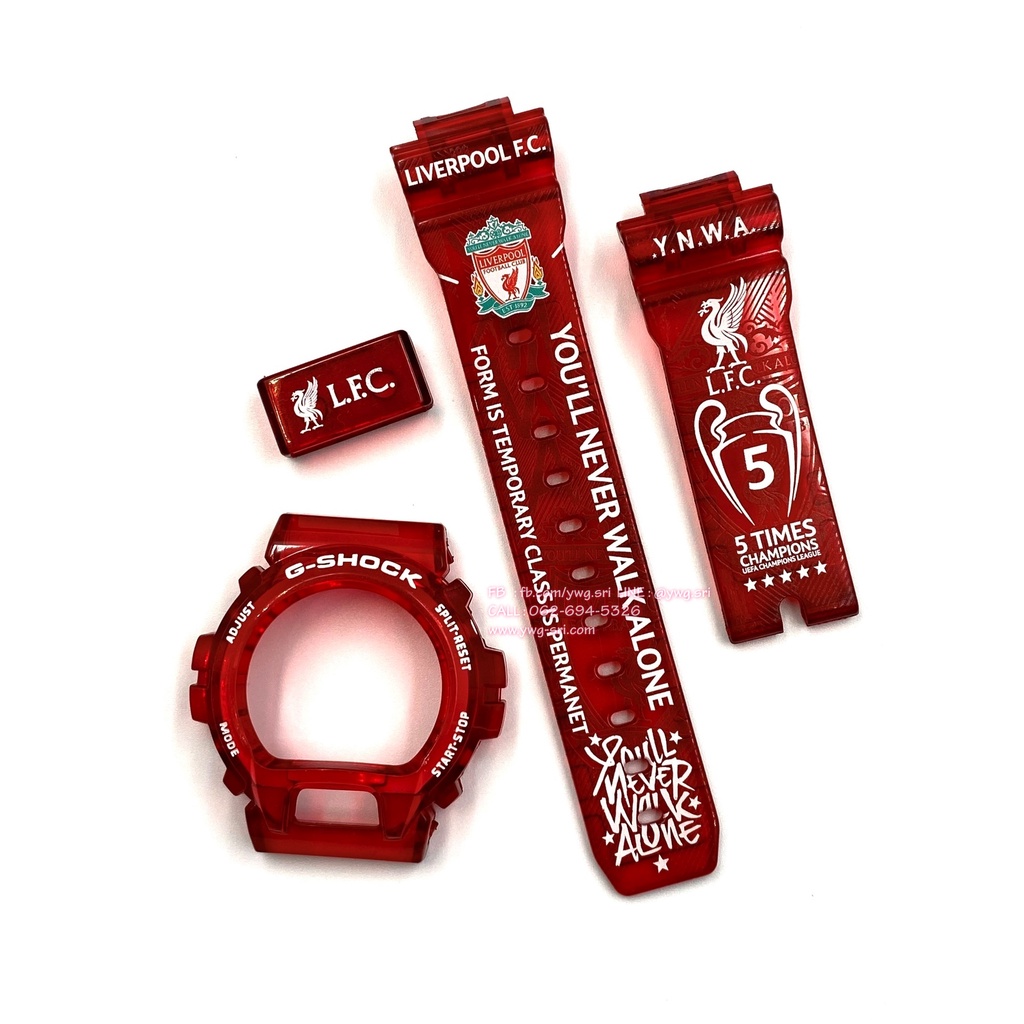 กรอบสาย G-SHOCK สีแดงใส สกรีนลาย Liverpool ใส่ได้กับรุ่น DW-6900 สายนาฬิกาข้อมือ สินค้าคุณภาพ