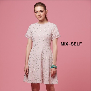 MIX-SELF เดรสปักลายดอกไม้ รุ่น IS49223 - สีชมพู