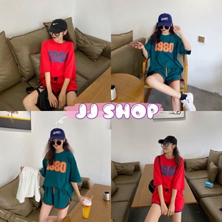 JJ shop💜 พร้อมส่ง ชุดเซ็ท เสื้อยืดแขนสั้นคอกลม+กางเกงขาสั้น 2 สีสวยมาก " DX-9474" 07